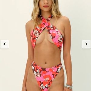 NWT Frankie’s Bikini Dorothy Floral Halter One Peice